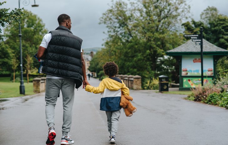father & son walking